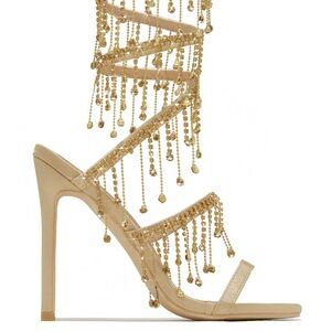 HIGHEND EMBELLISHED BEADING SANDAL IN GOLDEN Bronze